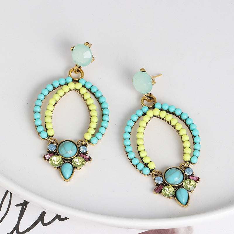 designer alloy earrings, geometric bead earrings, stylish beadwork jewelry - available at Sparq Mart