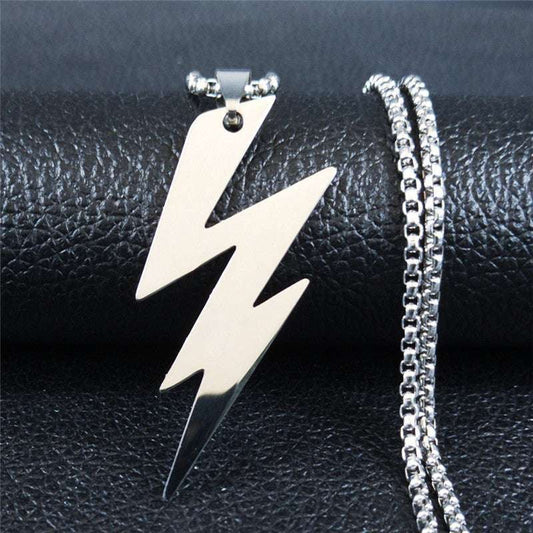 Men's Lightning Necklace, Punk Street Necklace, Titanium Steel Necklace - available at Sparq Mart