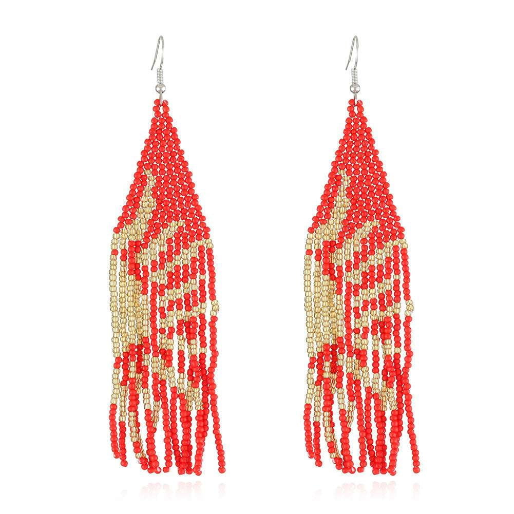 Artisan Woven Earrings, Boho Rice Earrings, Handmade Bead Earrings - available at Sparq Mart