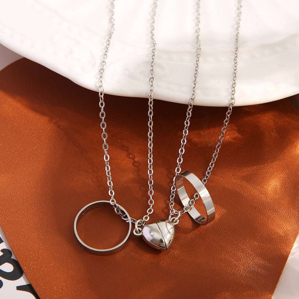 Couple Heart Necklace, Fashion Casual Necklace, Magnetic Love Pendant - available at Sparq Mart