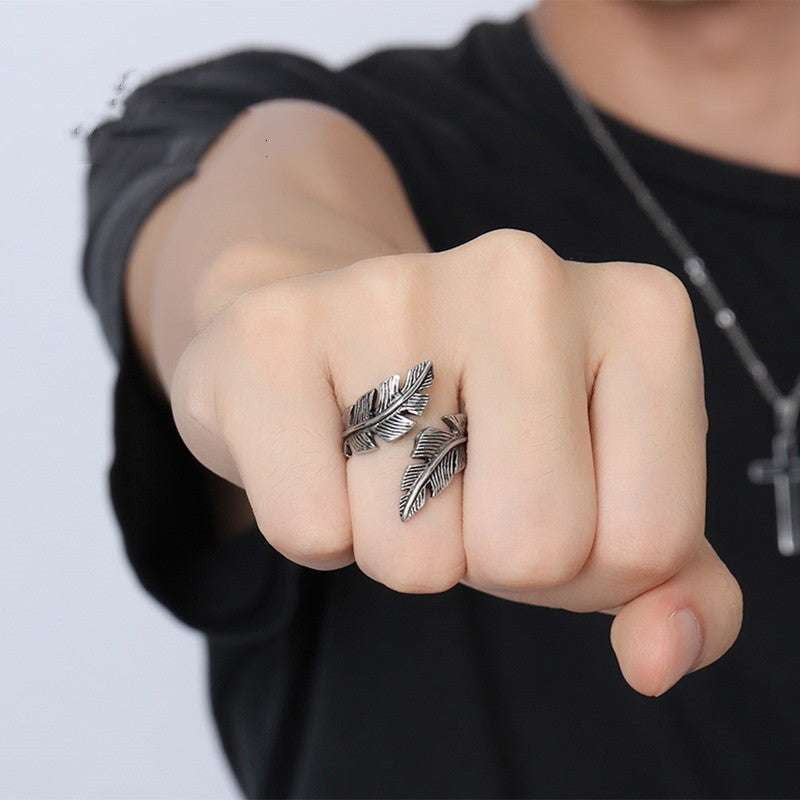 Adjustable Feather Ring, Feather Statement Ring, Stainless Steel Ring - available at Sparq Mart