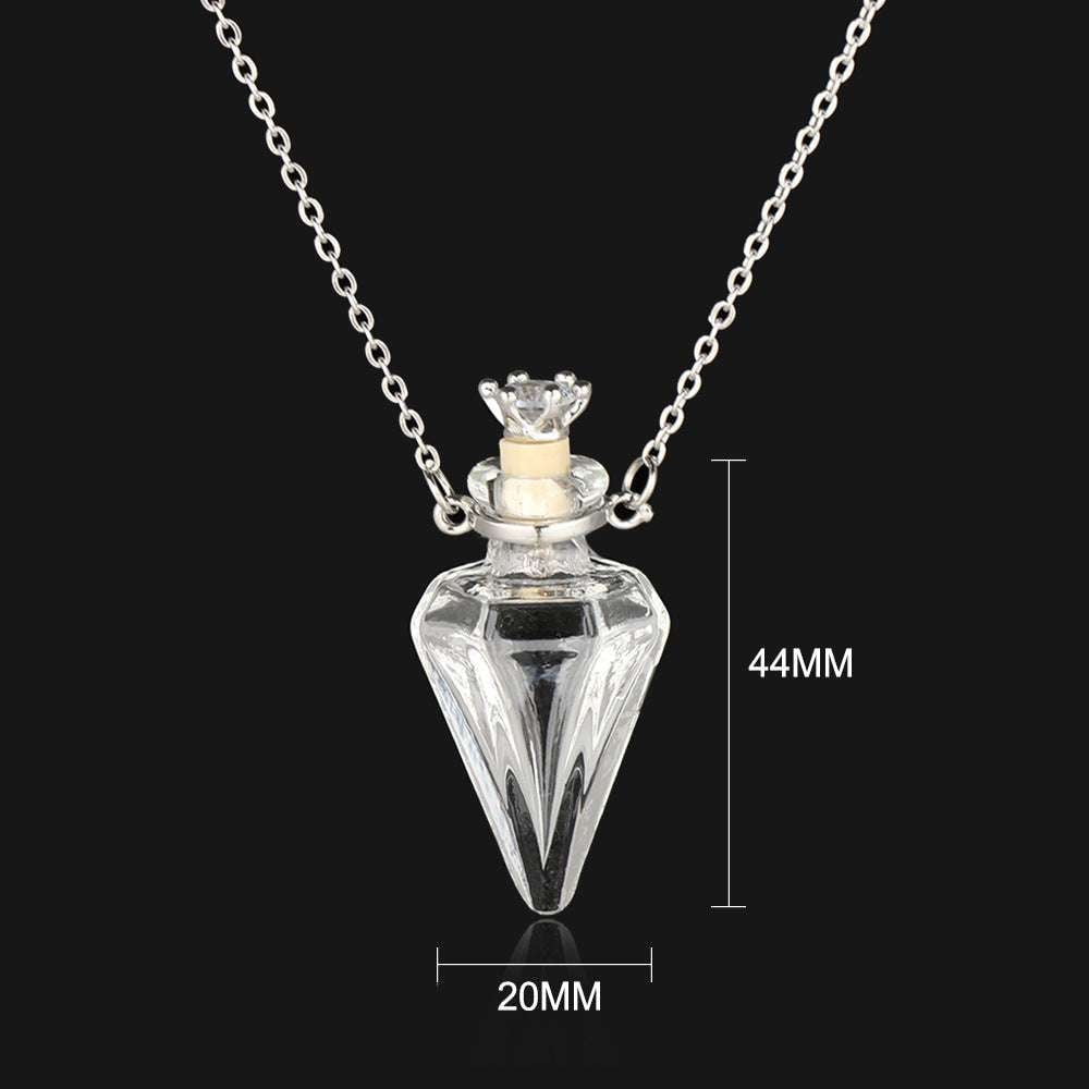 Glass Bottle Necklace, Transparent Necklace, Water Drop Necklace - available at Sparq Mart