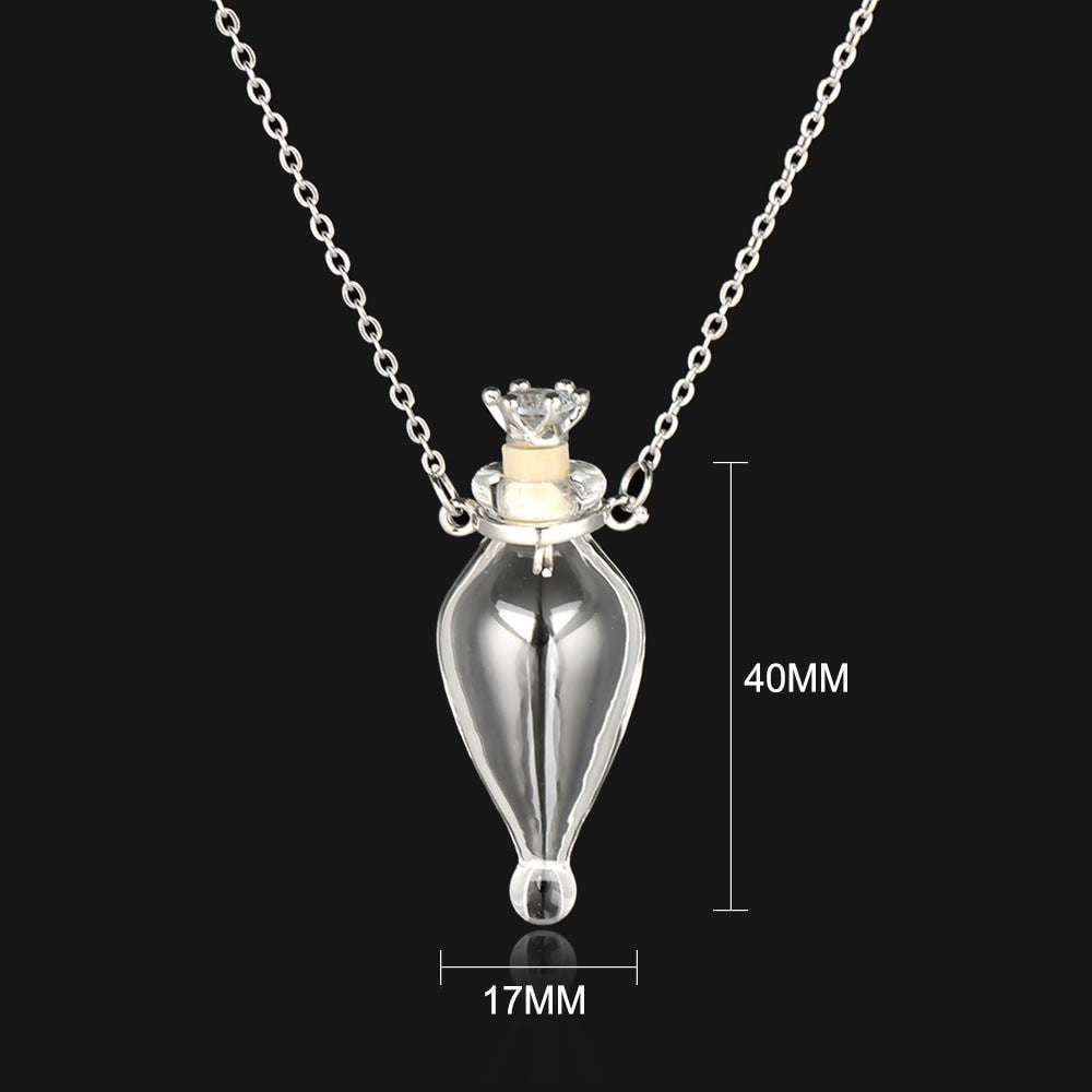 Glass Bottle Necklace, Transparent Necklace, Water Drop Necklace - available at Sparq Mart