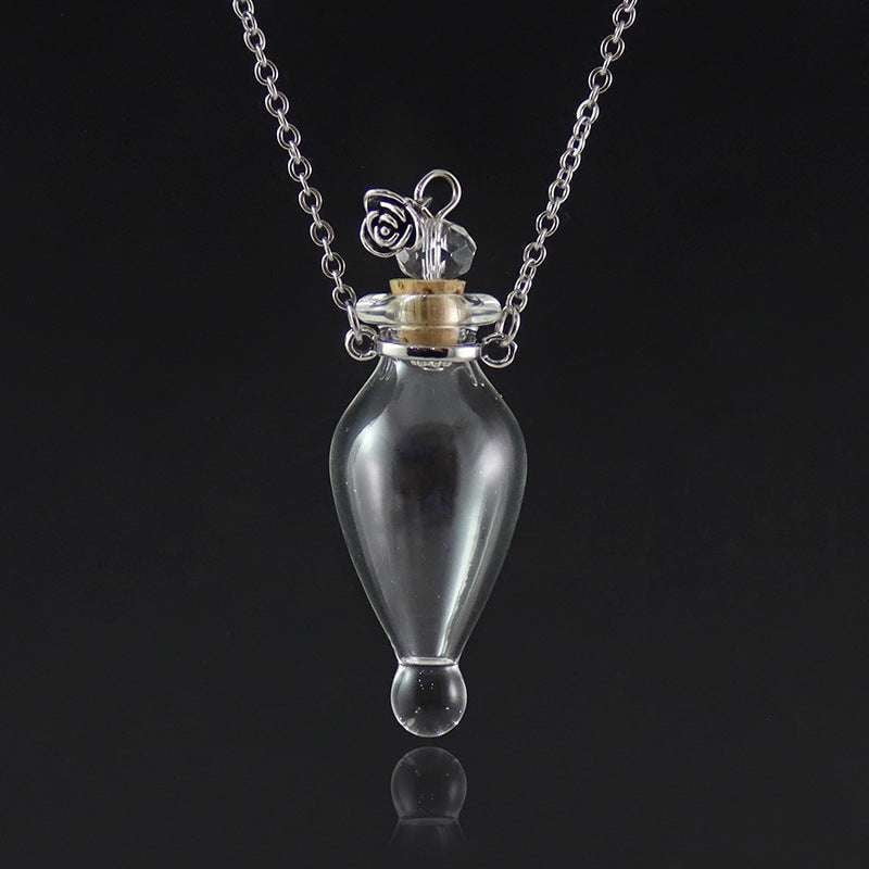 Glass Bottle Necklace, Transparent Necklace, Water Drop Necklace - available at Sparq Mart