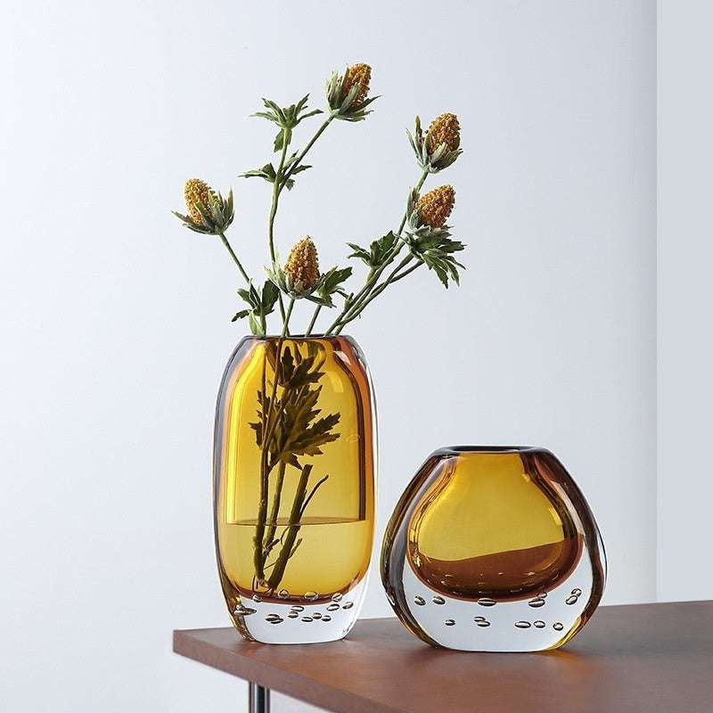 Designer Living Room Decor, Handcrafted Glass Vase, Luxury Flower Vessel - available at Sparq Mart