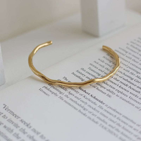 Gold tree bracelet, Irregular opening bracelet, Tree pattern wave bracelet - available at Sparq Mart