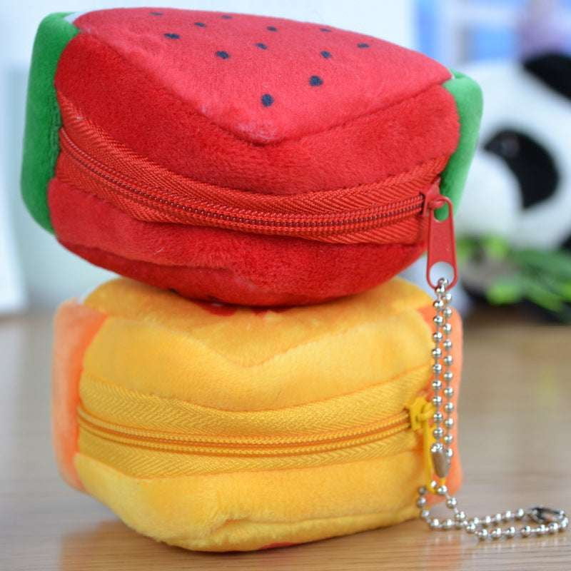 Fruit Coin Purse, Kids Plush Wallet, Triangular Key Strap - available at Sparq Mart