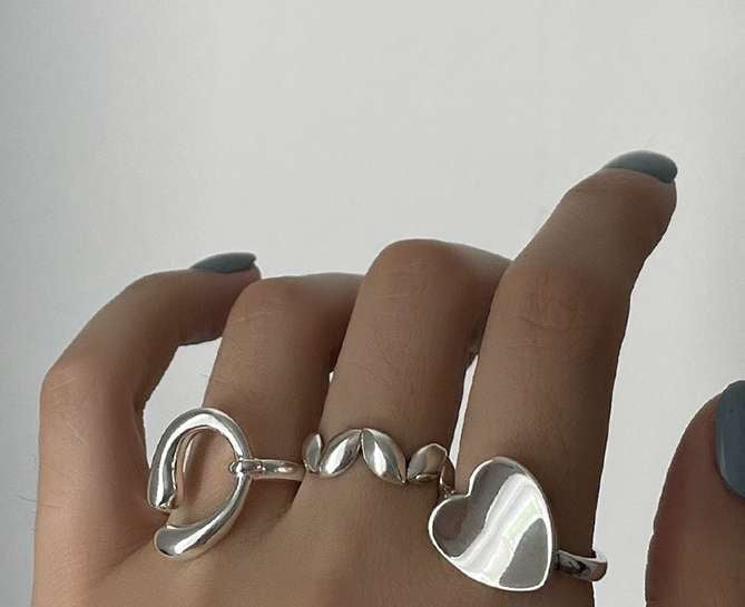 Retro Fashion Accessory, Silver Leaf Ring, Unique Warped Ring - available at Sparq Mart