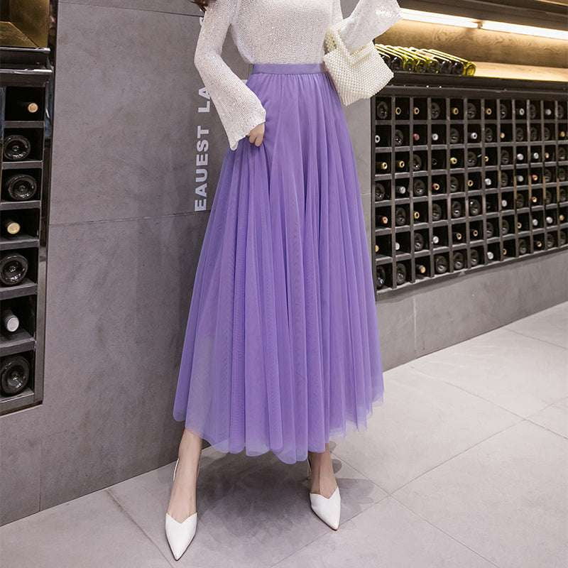 Elegant Midi Skirt, Pleated Mesh Skirt, Urban Casual Skirt - available at Sparq Mart