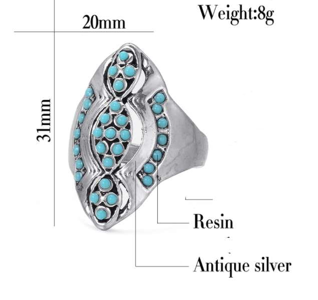 Antique Style Ring, Silver Retro Ring, Vintage Resin Ring - available at Sparq Mart