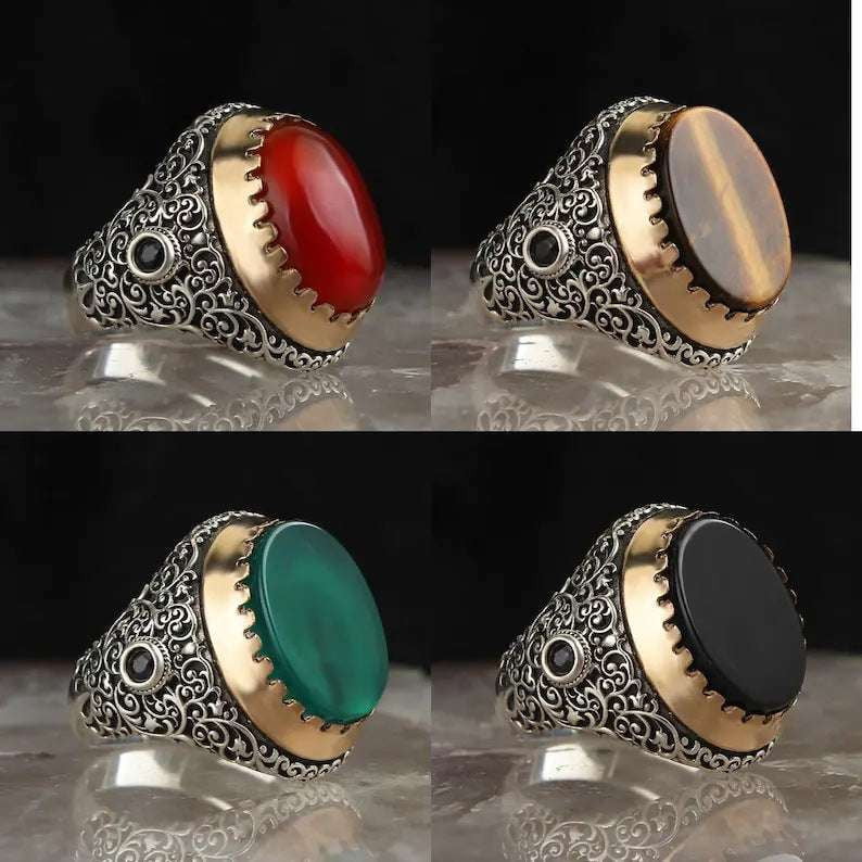 Boho Statement Jewelry, Color Stone Rings, Vintage Punk Ring - available at Sparq Mart