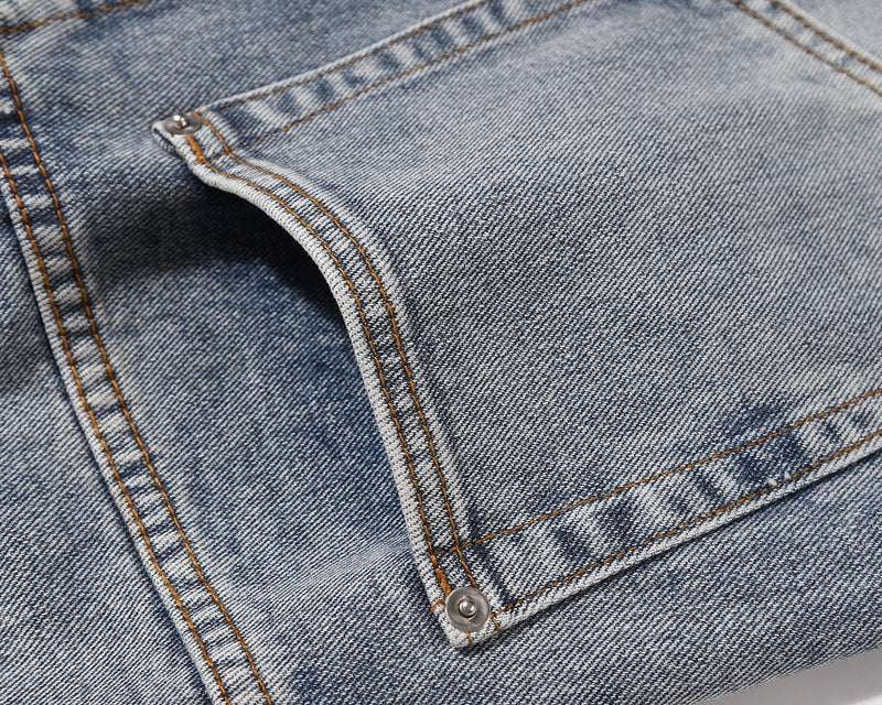 Straight Fit Denim, Vintage Straight Jeans, Zippered Panel Jeans - available at Sparq Mart