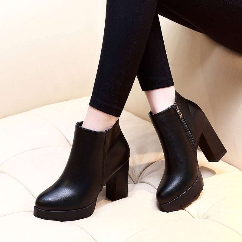 Black Velvet Ankle Boots, Comfortable Mesh Heels, Stylish High Heel Booties - available at Sparq Mart